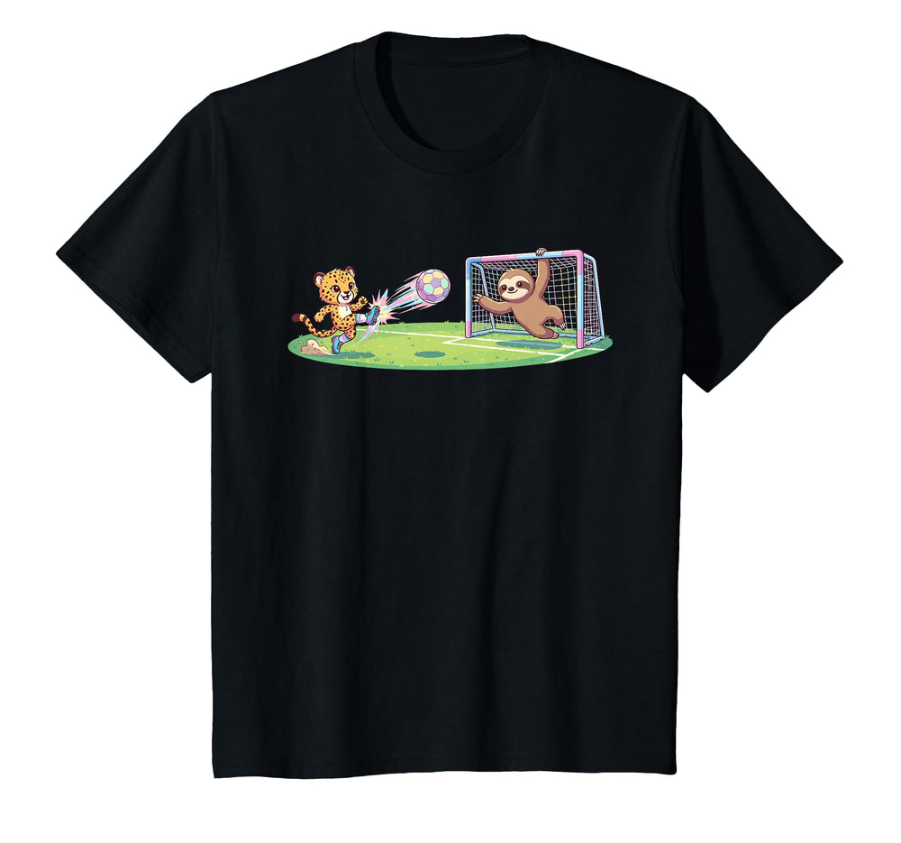 Cheetah Kicks Ball Sloth Goalie T-Shirt - Custom Art Print Men Women