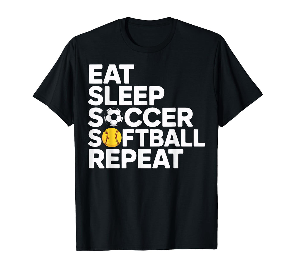 Eat Sleep Soccer Softball Repeat Sports T-Shirt - Graphic Print Men Women