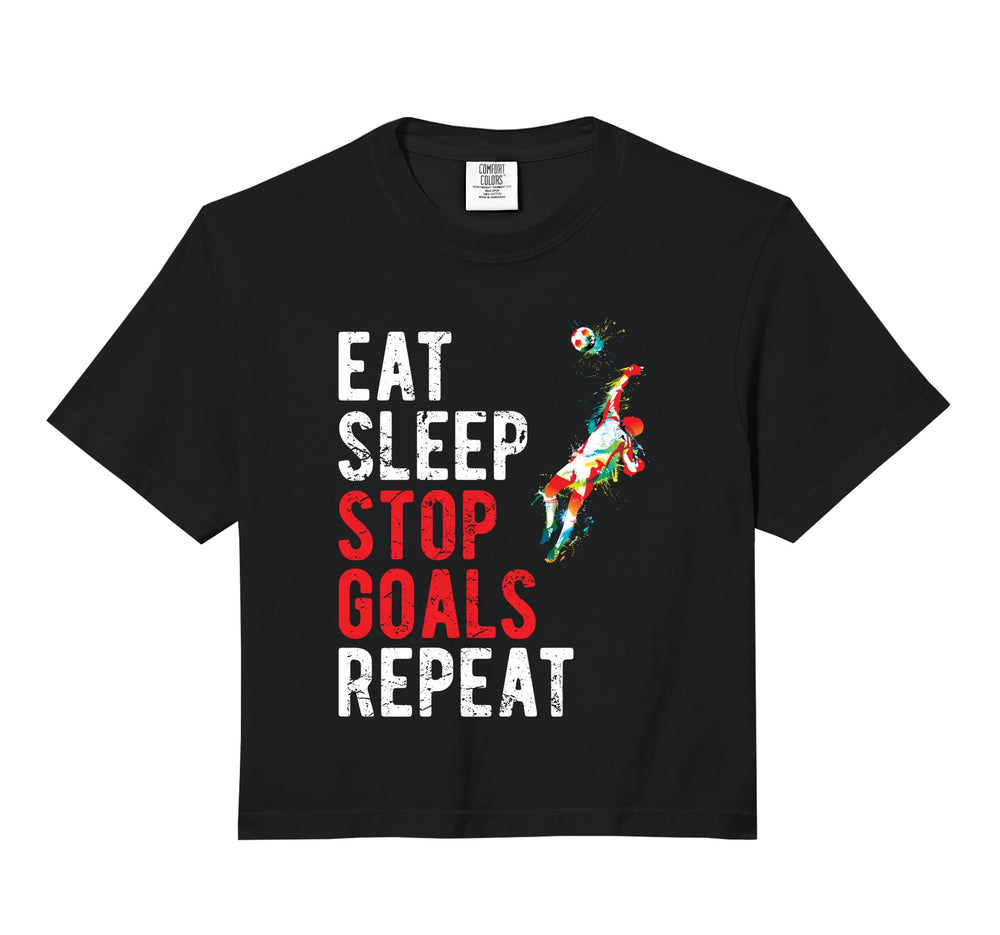 Eat Sleep Stop Goals Repeat Soccer Hoodie - Aesthetic Graphic for Adults