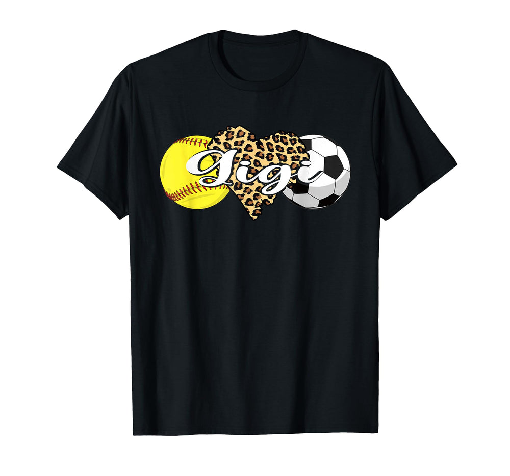 Gigi Softball Soccer Leopard T-Shirt - Casual Everyday Wear Men Women