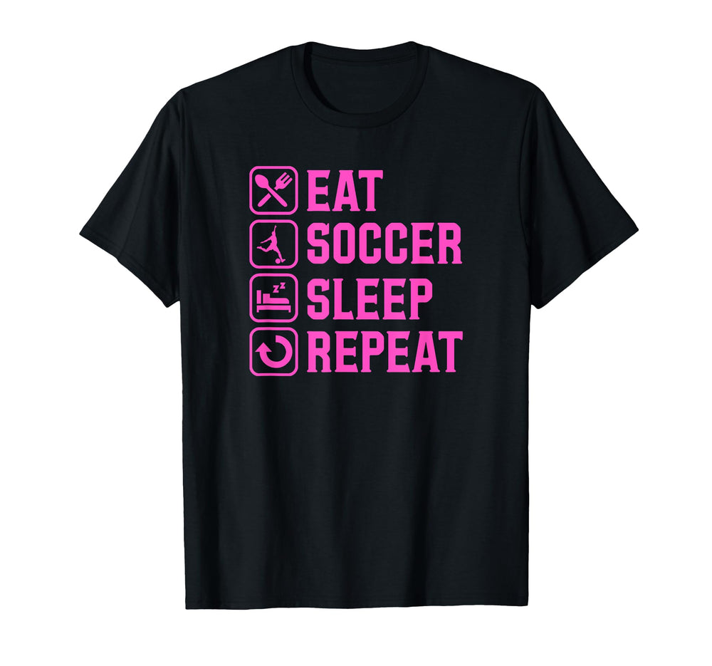 Eat Soccer Sleep Repeat Simple Basic T-Shirt - Minimalist Print for Adults
