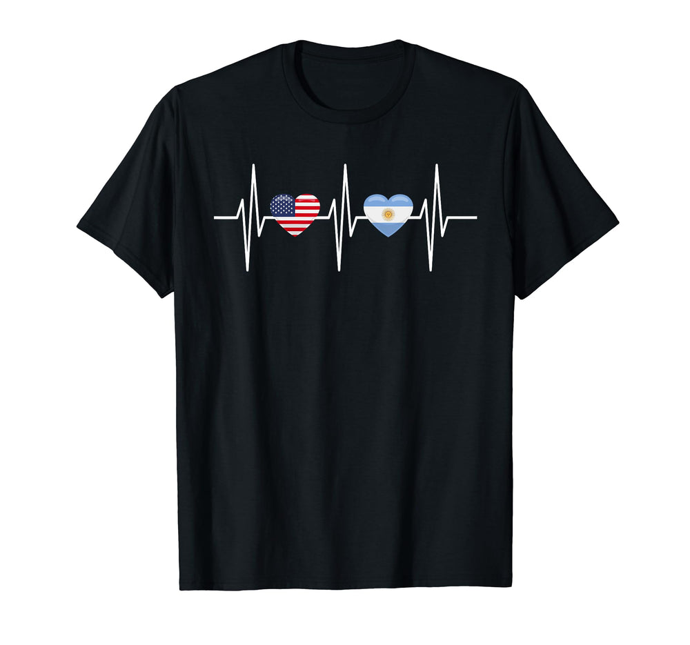 Usa Argentina Heartbeat America T-Shirt - Minimalist Print Unisex
