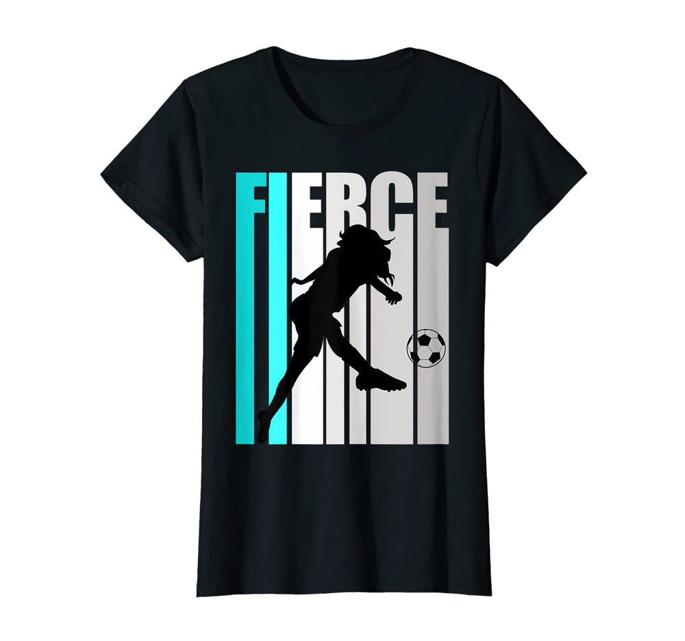 Soccer Womens Turquoise Fierce Sports T-Shirt - Unique Graphic Unisex