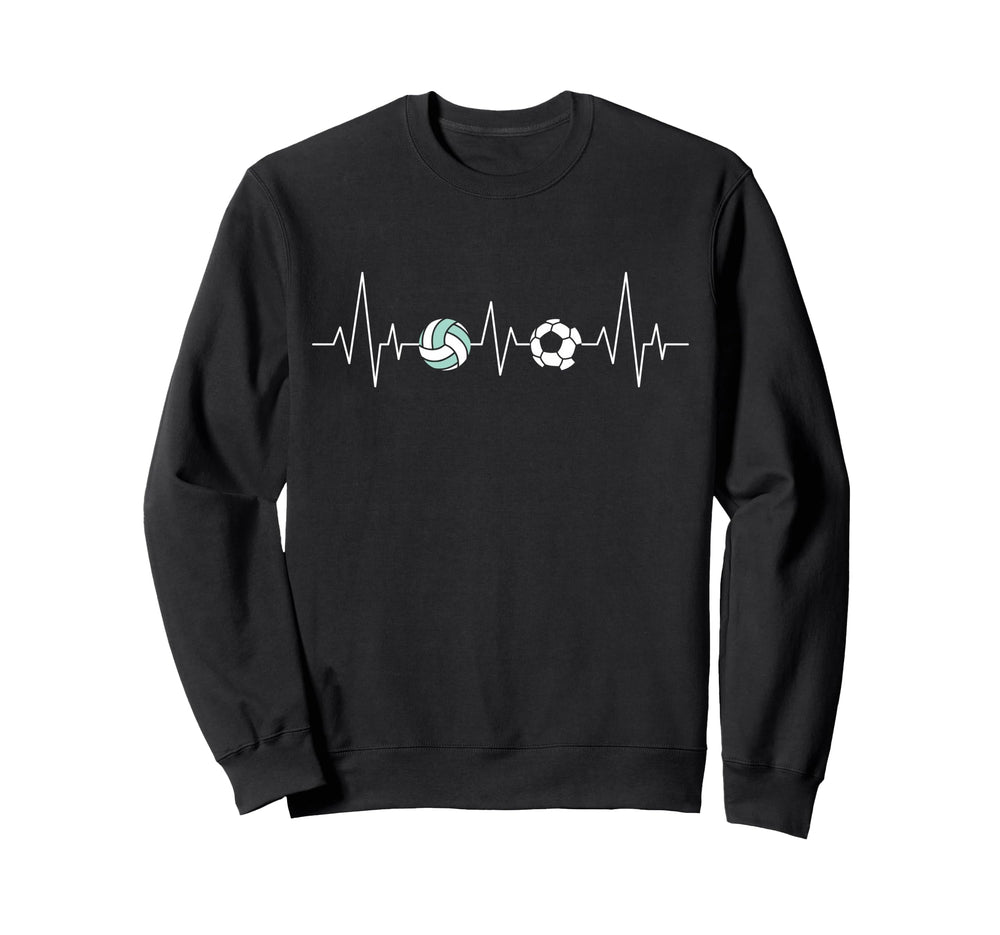 Soccer Volleyball Heartbeat Sweatshirt - Fun Novelty Design for Adults