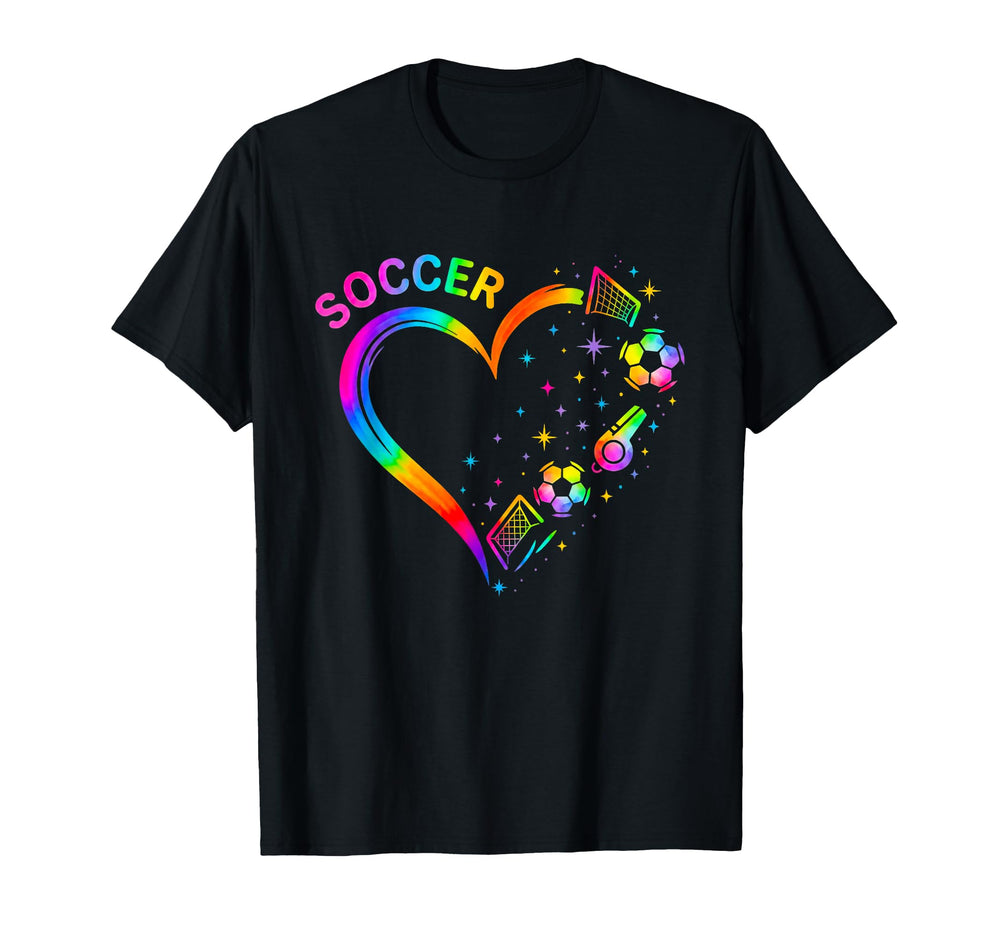 Soccer Heart Colorful Pin Lovers T-Shirt - Casual Everyday Wear for Adults