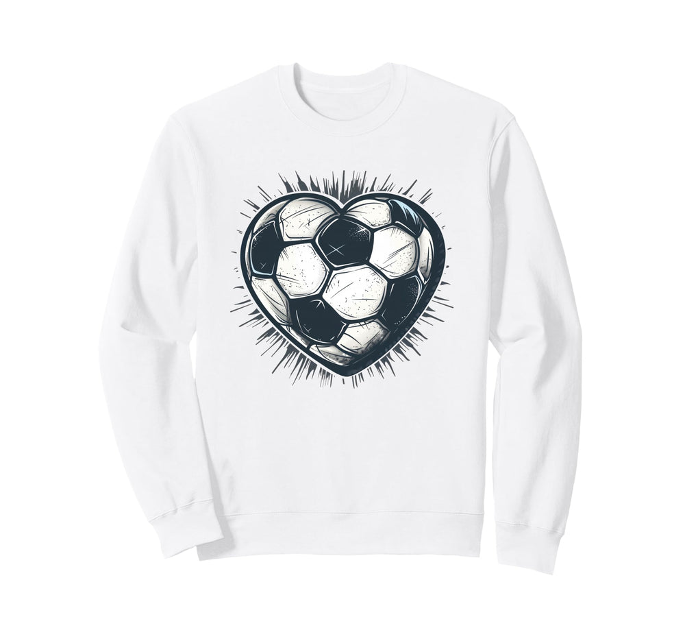 Soccer Ball Heart Football Player And Sweatshirt - Minimalist Print Unisex