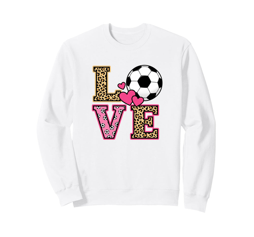 Love Leopard Soccer Ball Womens Sweatshirt - Fun Novelty Design Men Women