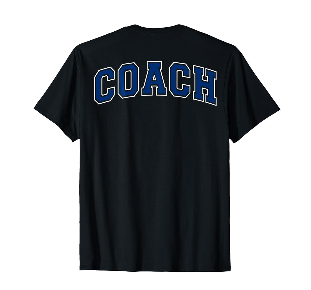Coach Sports Trainer Varsity Blue T-Shirt - Trendy Graphic for Adults