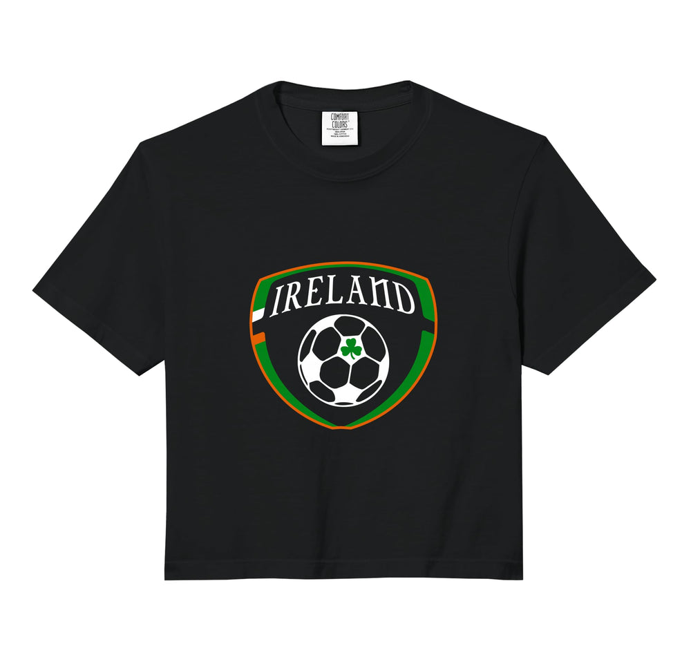 Lucky Ireland Soccer Comfort Colors Crop Hoodie - Fun Novelty Design Unisex