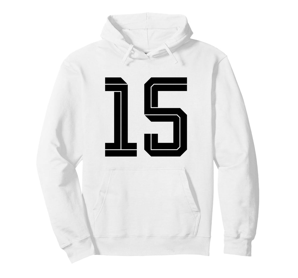 15 White Number 15 Sports Fan Soccer Hoodie - Custom Art Print Men Women