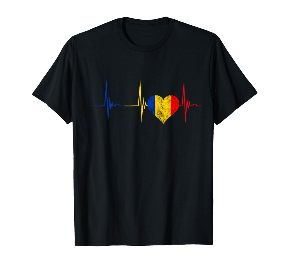 Romania Heart Romanian Heartbeat Ecg T-Shirt - Streetwear Style for Adults