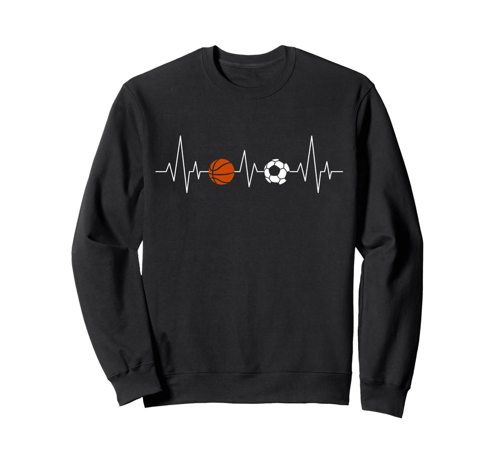 Soccer Basketball Heartbeat Funny Sweatshirt - Trendy Graphic Men Women