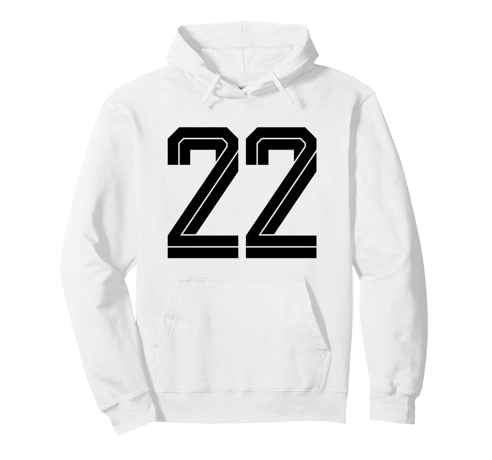 22 White Number 22 Sports Fan Soccer Hoodie - Trendy Graphic for Adults