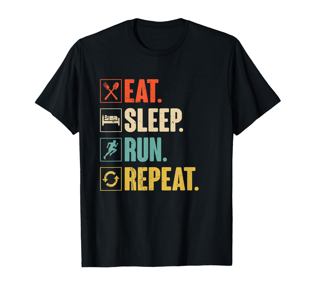 Eat Sleep Run Repeat Running Runner Gift T-Shirt - Graphic Print for Adults