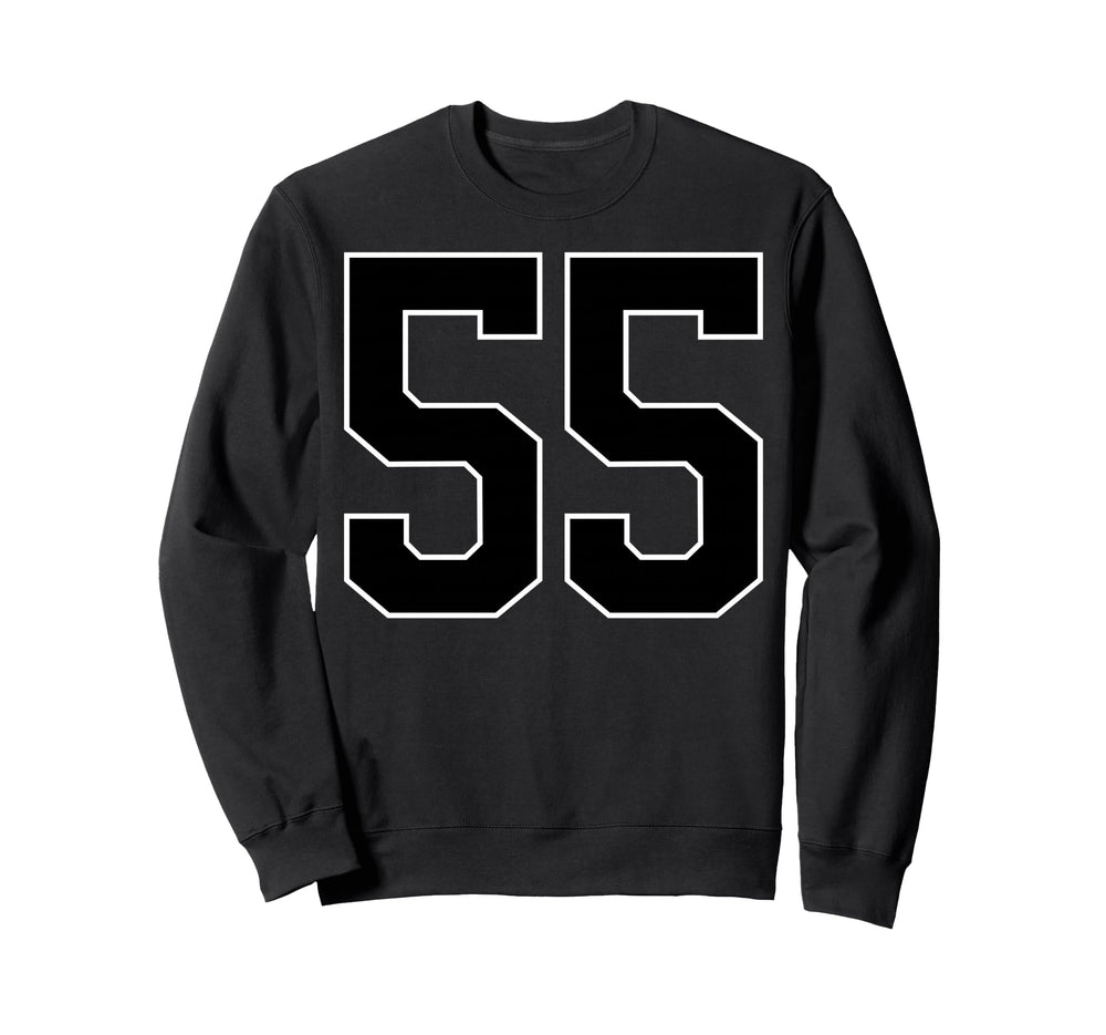 Black Sports Team Number 55 Fan Sweatshirt - Custom Art Print Unisex