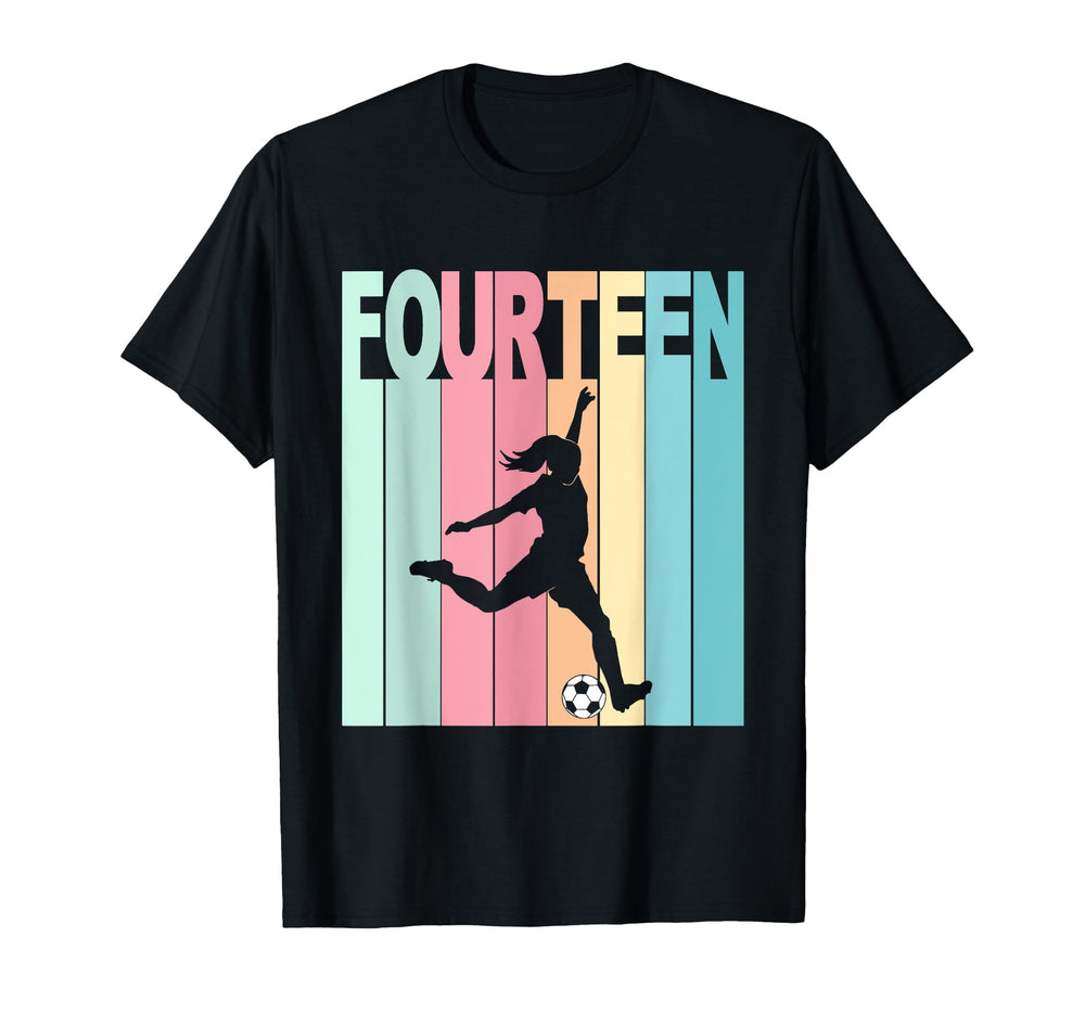14Th Birthday Soccer Theme 14 Year Old T-Shirt - Custom Art Print Unisex