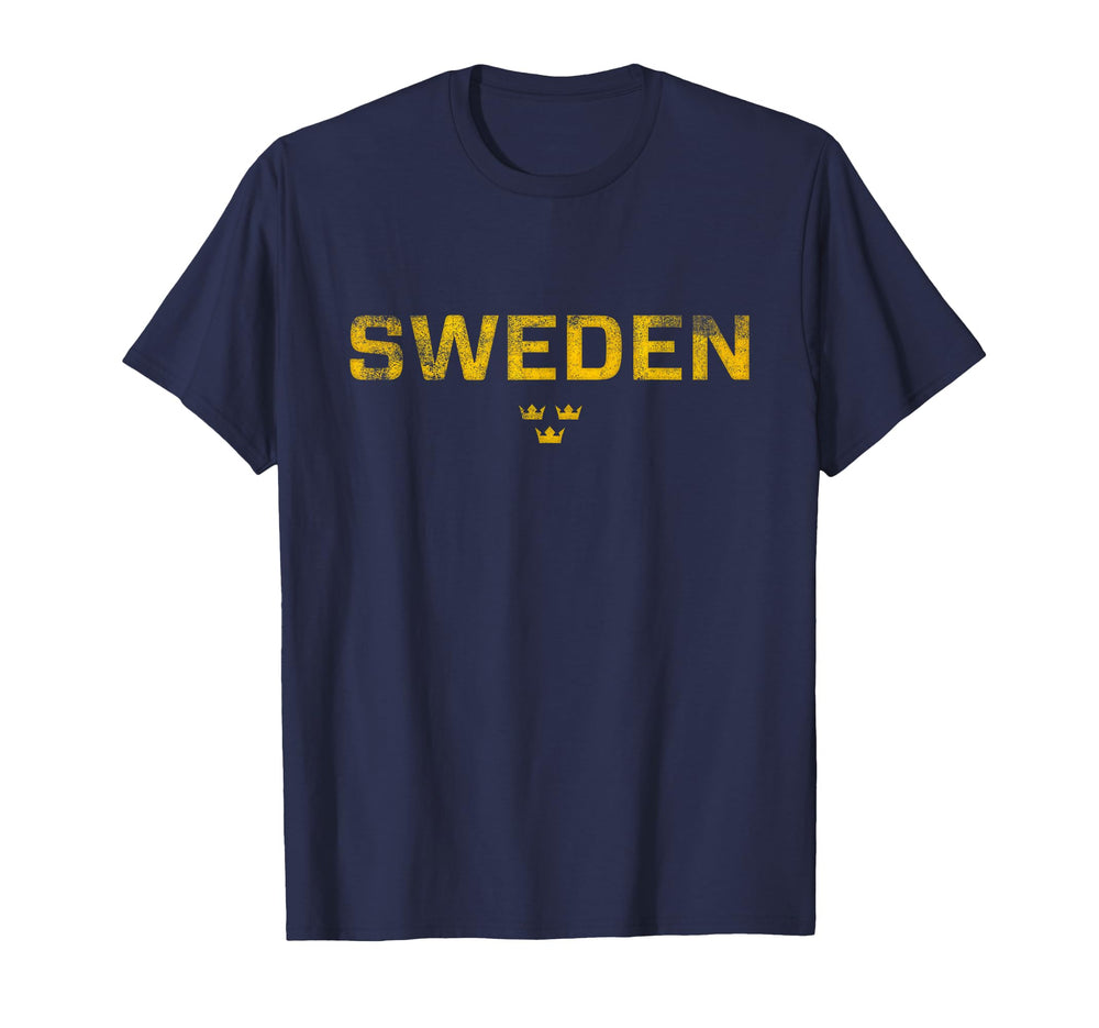 Sweden Sverige Sports Distressed T-Shirt - Graphic Print for Adults