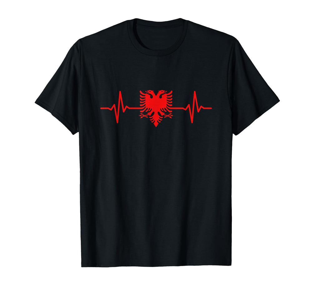 Albania Heartbeat Albanian Eagle T-Shirt - Novelty Apparel for Adults