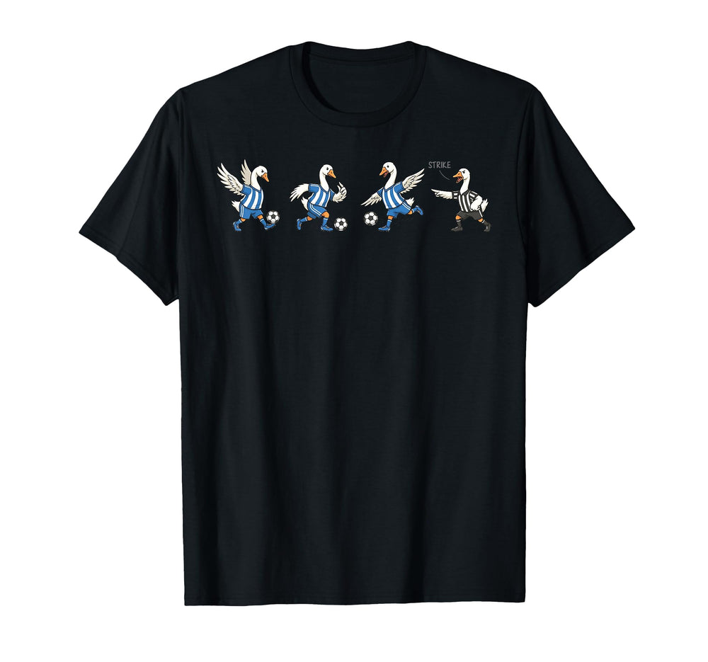 Funny Goose Soccer Geese Playing Soccer T-Shirt - Trendy Graphic Unisex