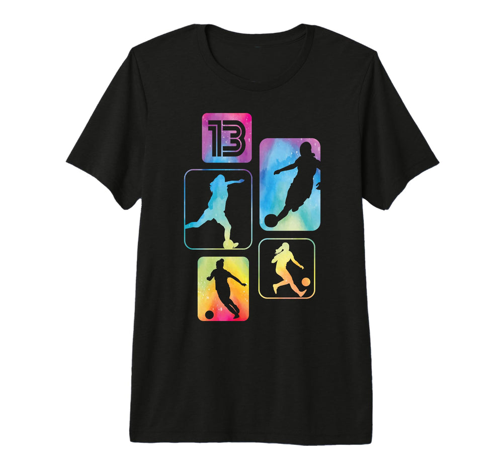 13Th Birthday Soccer Player Football 13 T-Shirt - Graphic Print Unisex