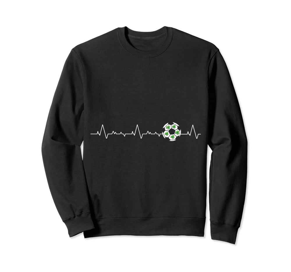 St Patrick Day Soccer Heartbeat Sweatshirt - Minimalist Print Men Women
