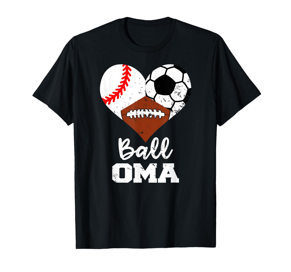 Ball Oma Heart Funny Baseball Soccer T-Shirt - Trendy Graphic Unisex