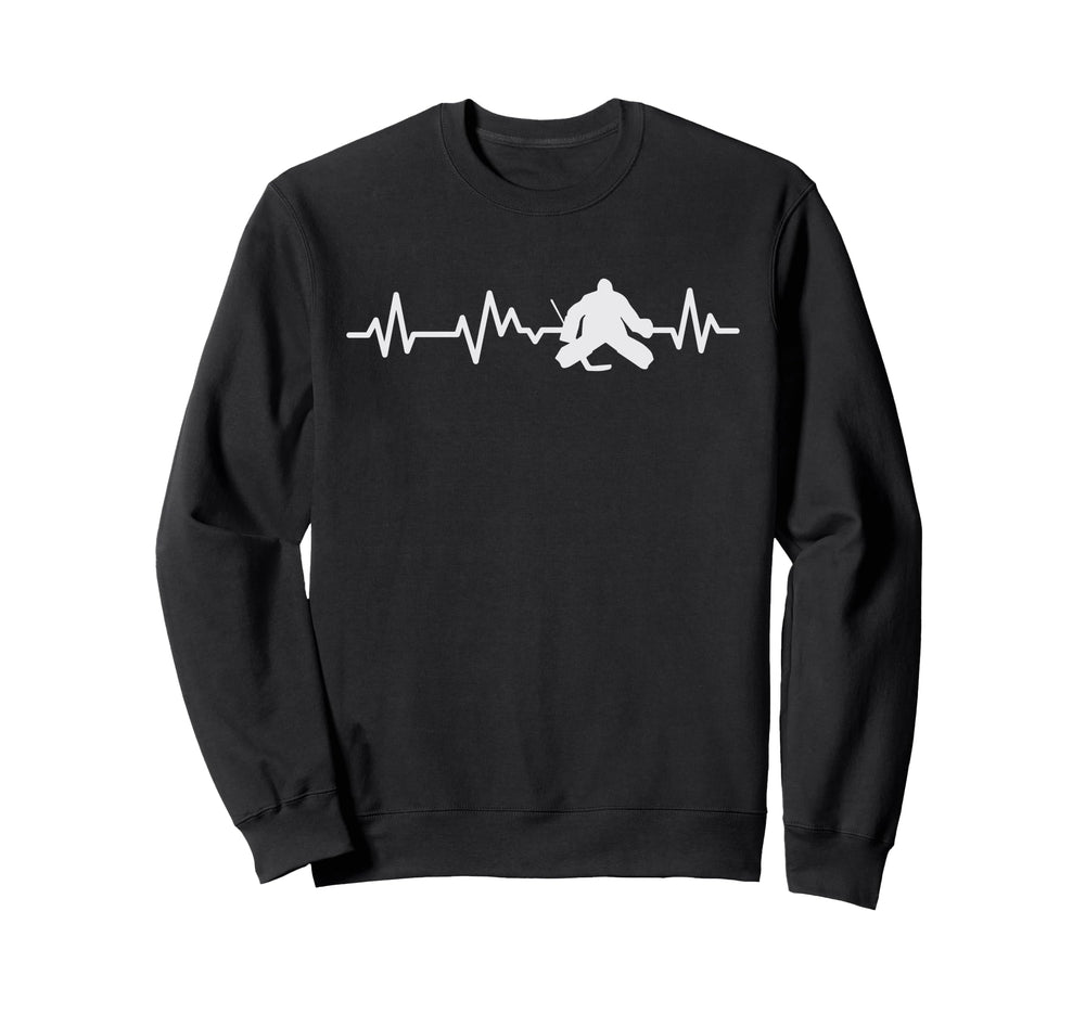 Ice Hockey Goalie Heartbeat Line Sweatshirt - Aesthetic Graphic for Adults