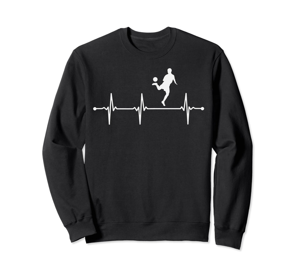 Soccer Player Heartbeat Soccer Ball Sweatshirt - Aesthetic Graphic Unisex