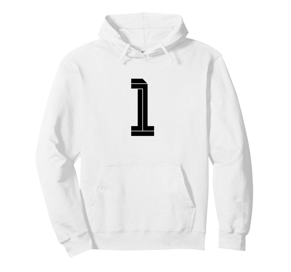 One White Number 1 Sports Fan Soccer Hoodie - Minimalist Print Men Women