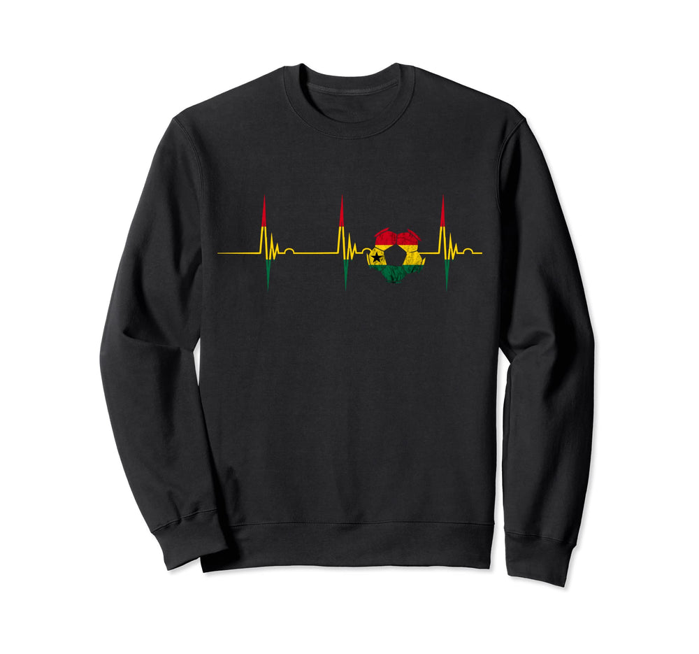 Ghana Soccer Team Ghana Heartbeat Ekg Sweatshirt - Novelty Apparel Unisex