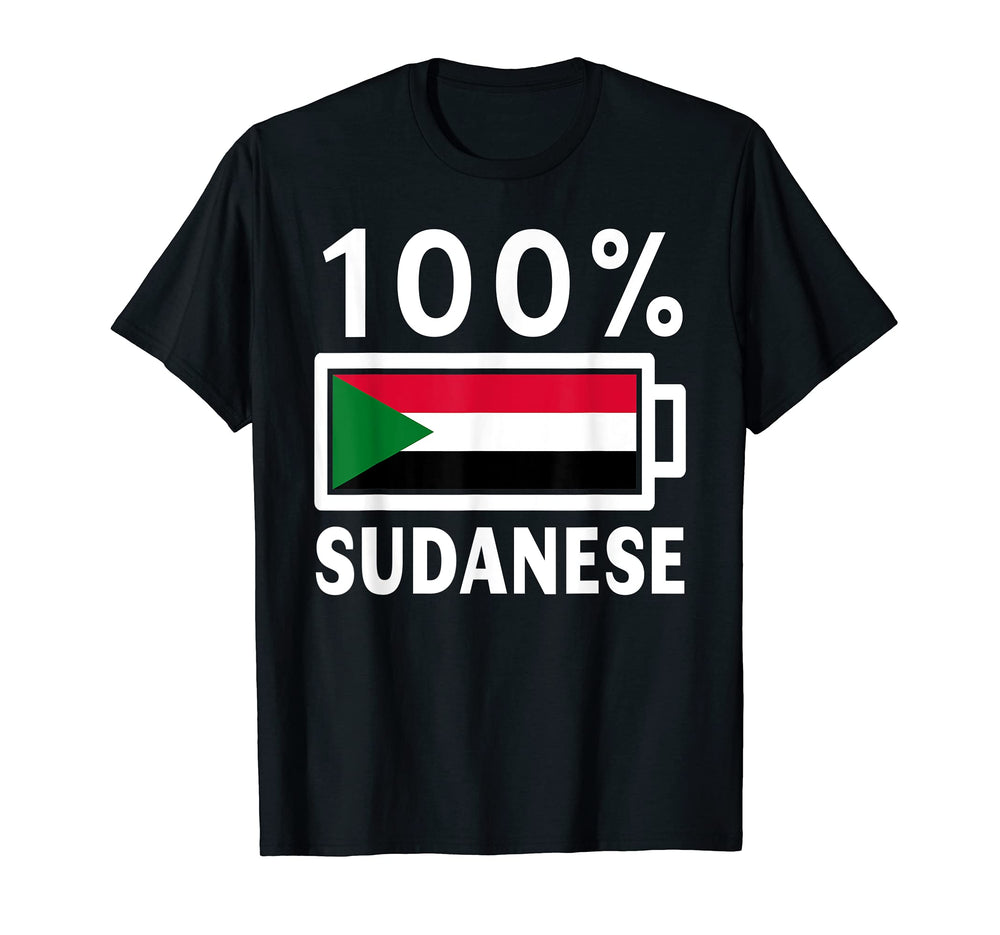 Sudan Flag 100 Sudanese Battery Power T-Shirt - Unique Graphic Unisex