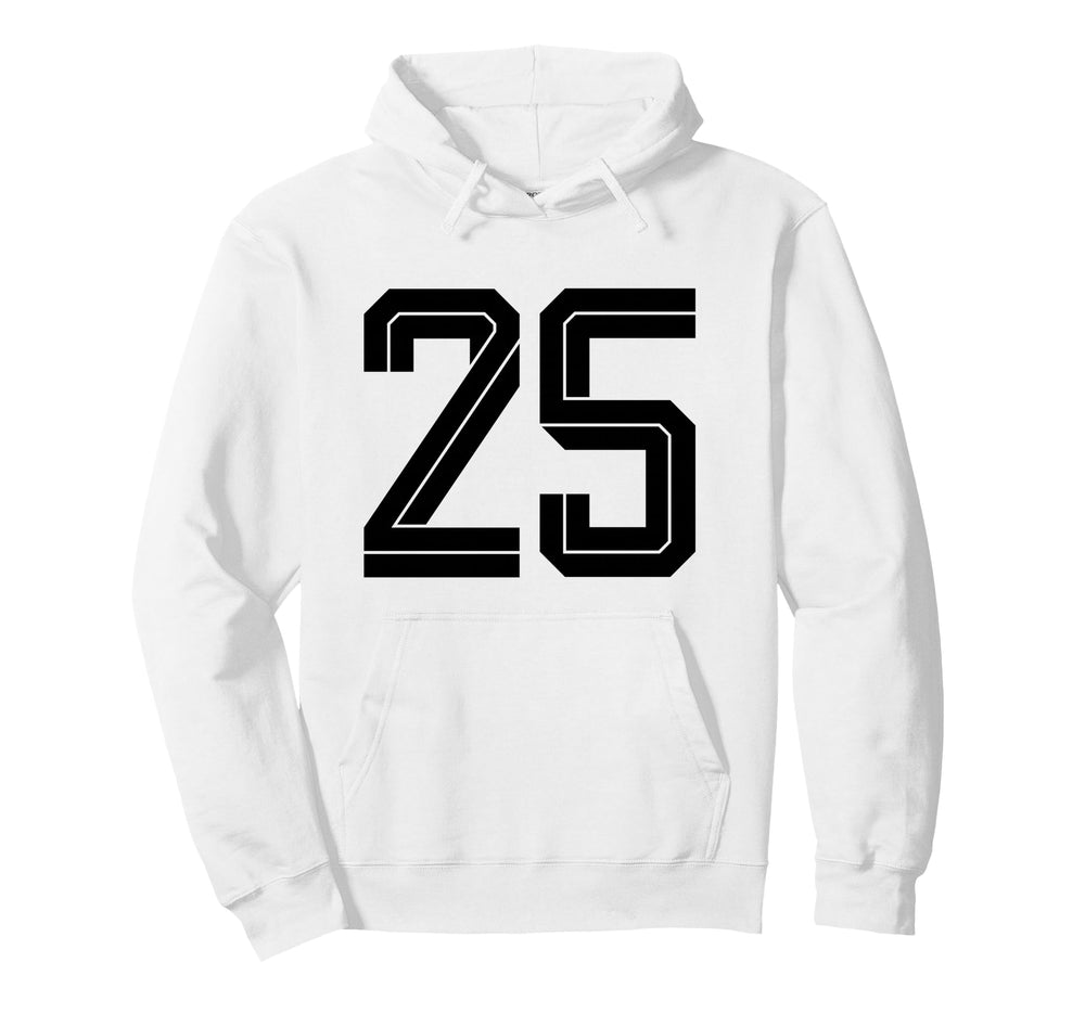 25 White Number 25 Sports Fan Soccer Hoodie - Minimalist Print Men Women
