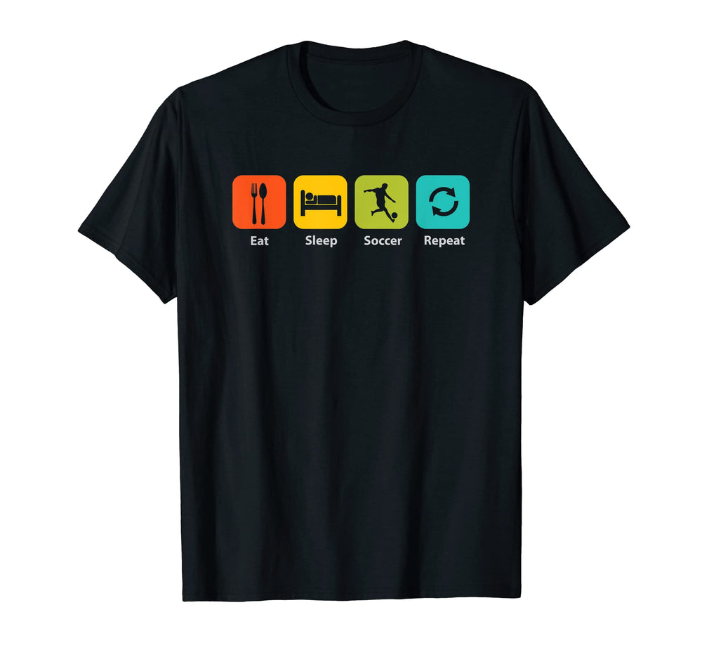 Eat Sleep Soccer Repeat Soccer Players T-Shirt - Unique Graphic for Adults