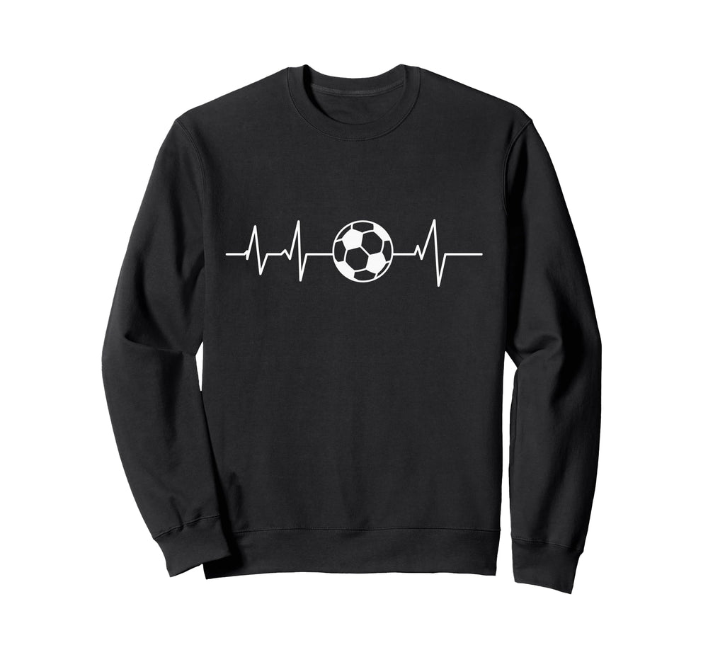 I Love Soccer Heartbeat Sweatshirt - Graphic Print Men Women