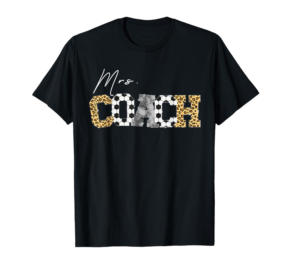 Mrs Coach Leopard Soccer Coach Wife Soccer T-Shirt - Trendy Graphic Unisex
