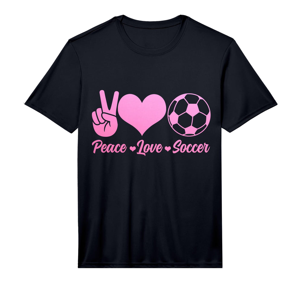 Soccer Player Peace Love Soccer T-Shirt - Casual Everyday Wear Unisex