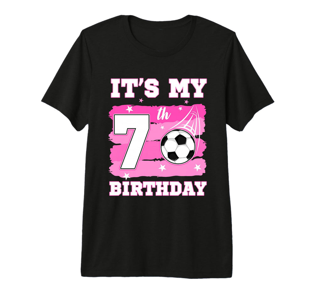 Its My 7Th Birthday Soccer Theme 7 Year T-Shirt - Unique Graphic Unisex