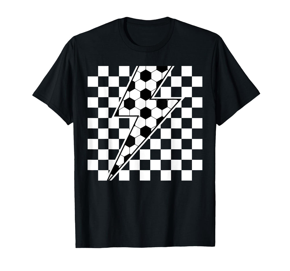 Lightning Bolt Checkered Aesthetic T-Shirt - Minimalist Print Unisex