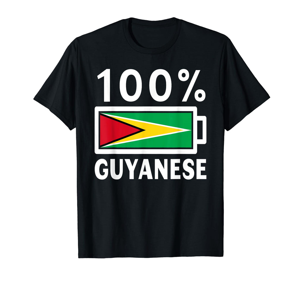 Guyana Flag 100 Guyanese Battery Power T-Shirt - Minimalist Print Men Women