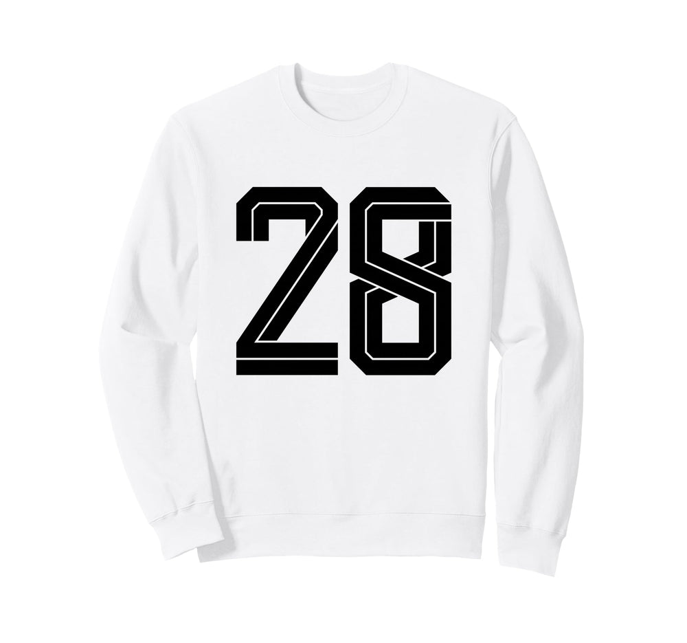 28 White Number 28 Sports Fan Soccer Sweatshirt - Unique Graphic Men Women
