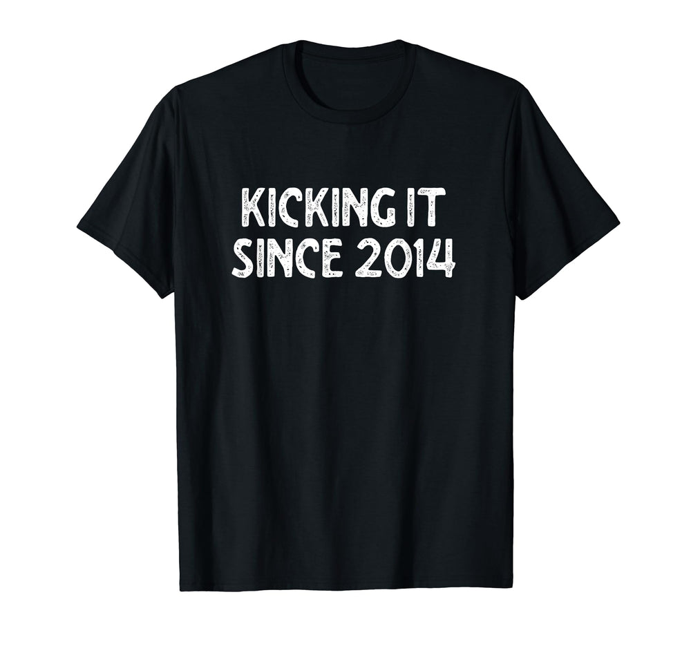 Kicking It Since 2014 Funny Soccer T-Shirt - Streetwear Style for Adults
