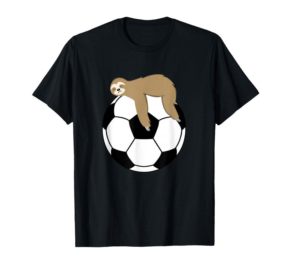 Lazy Sloth Sleeping Soccer Ball T-Shirt - Minimalist Print for Adults