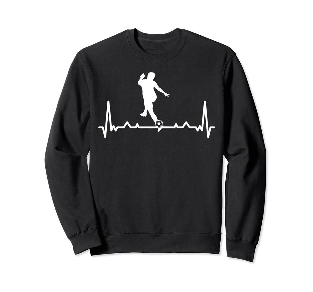 Soccer Player Heartbeat Soccer Sweatshirt - Minimalist Print Men Women