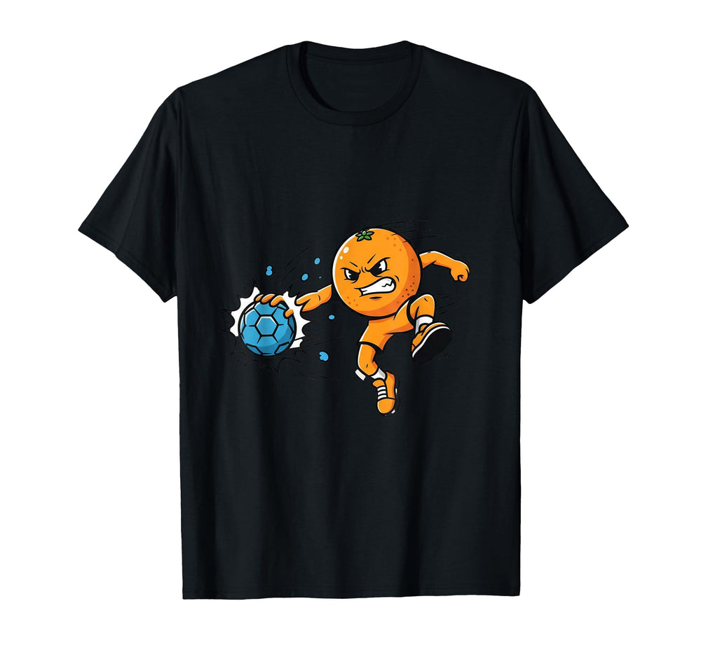 Orange Handball Soccer Attack T-Shirt - Minimalist Print for Adults