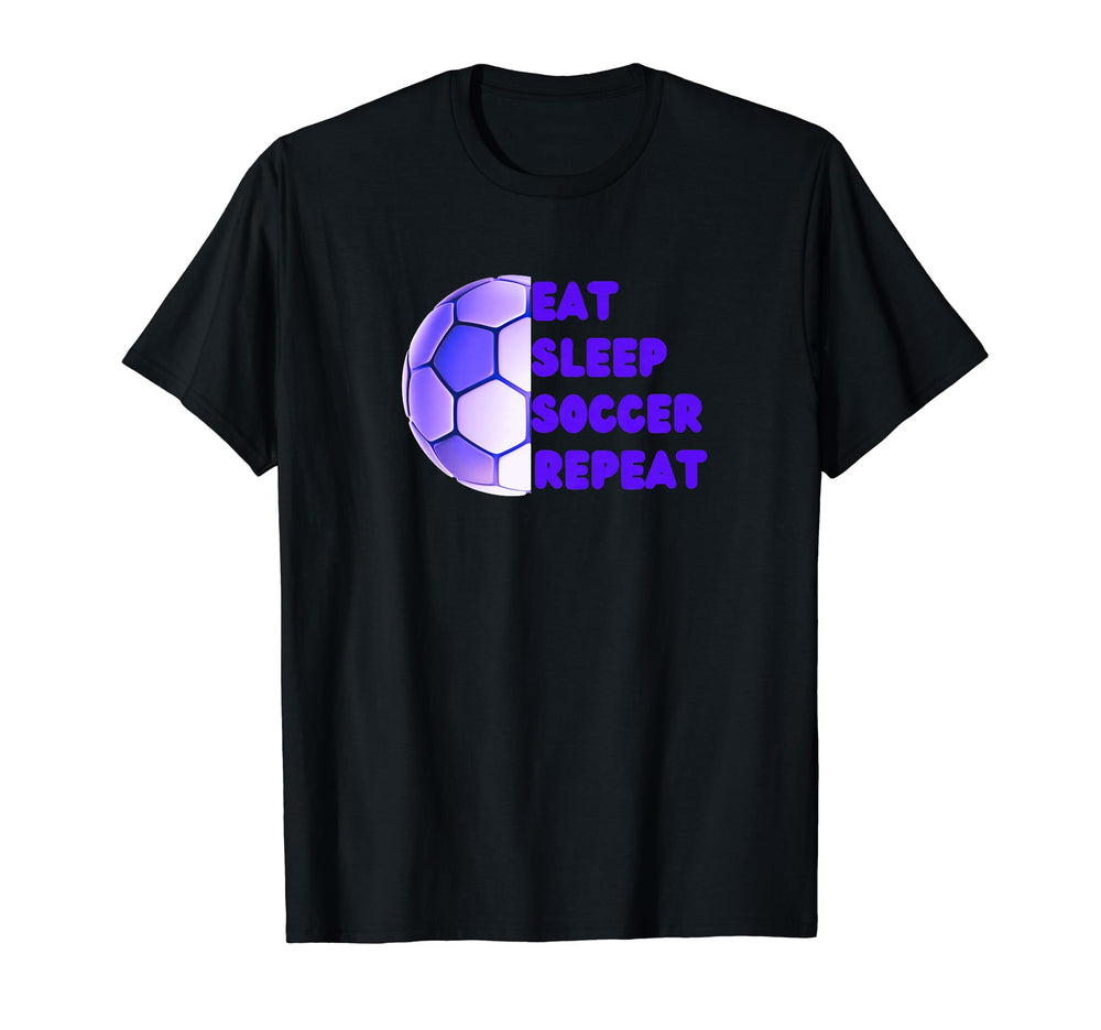 Eat Sleep Soccer Repeat Purple T-Shirt - Aesthetic Graphic Men Women
