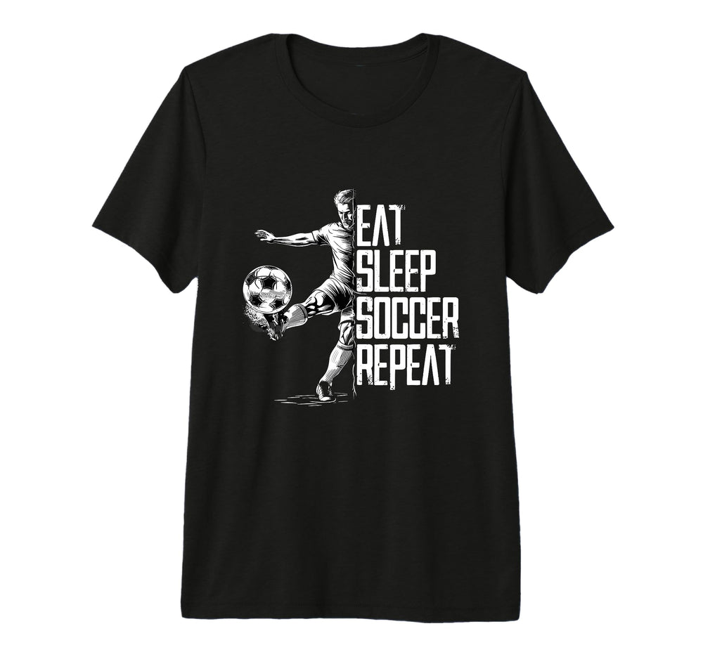 Eat Sleep Soccer Repeat Soccer Player T-Shirt - Graphic Print for Adults