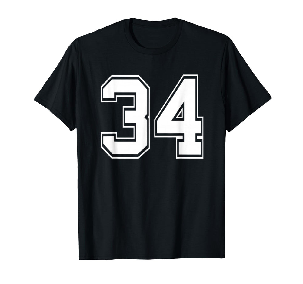 Number 34 Baseball Football Soccer T-Shirt - Streetwear Style Unisex