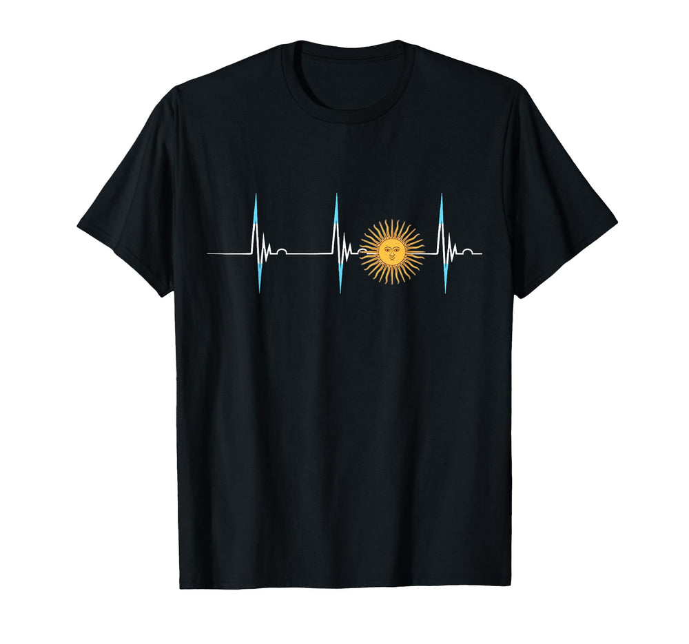 Argentina Sun May Heartbeat Ecg T-Shirt - Fun Novelty Design for Adults