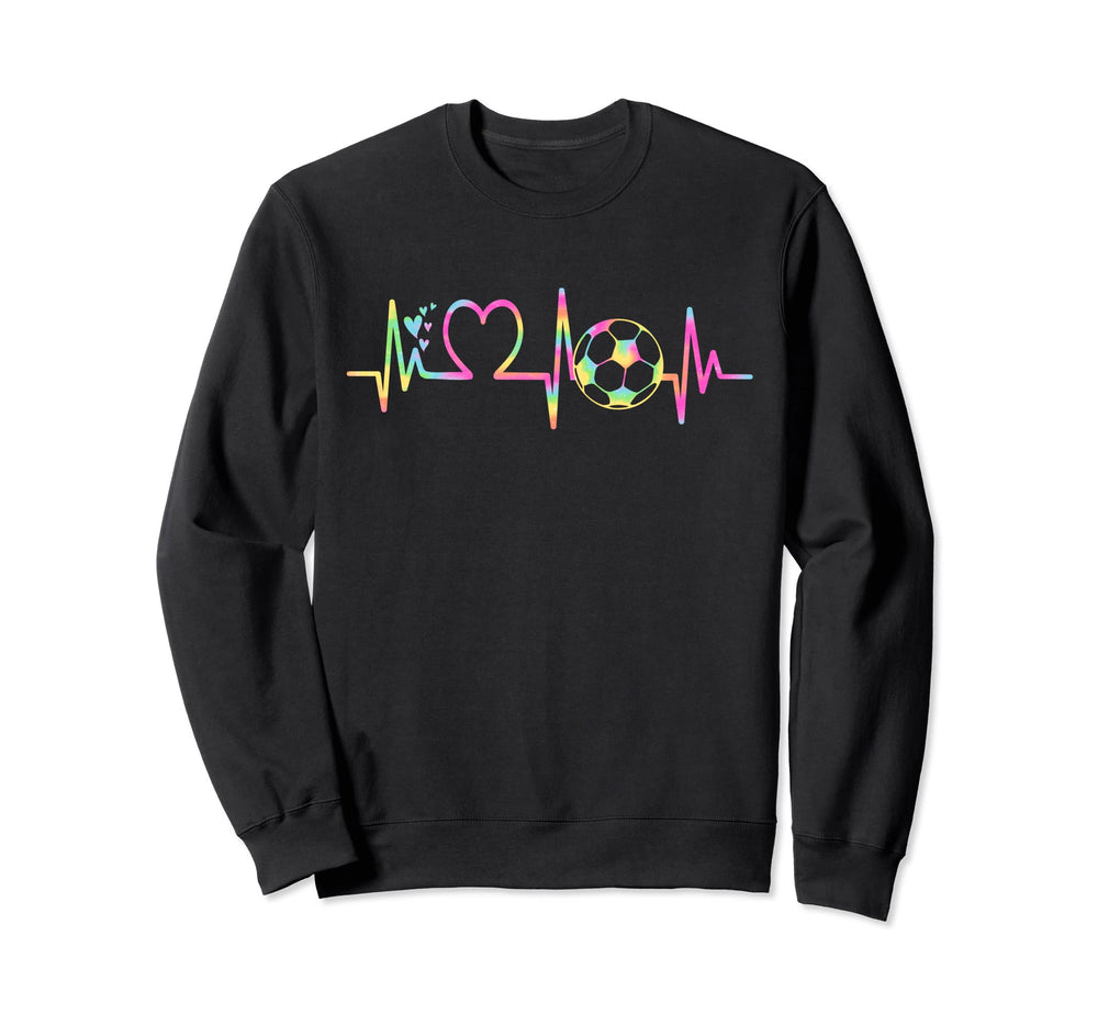 Soccer Heartbeat Tie Dye Heart Sweatshirt - Graphic Print for Adults