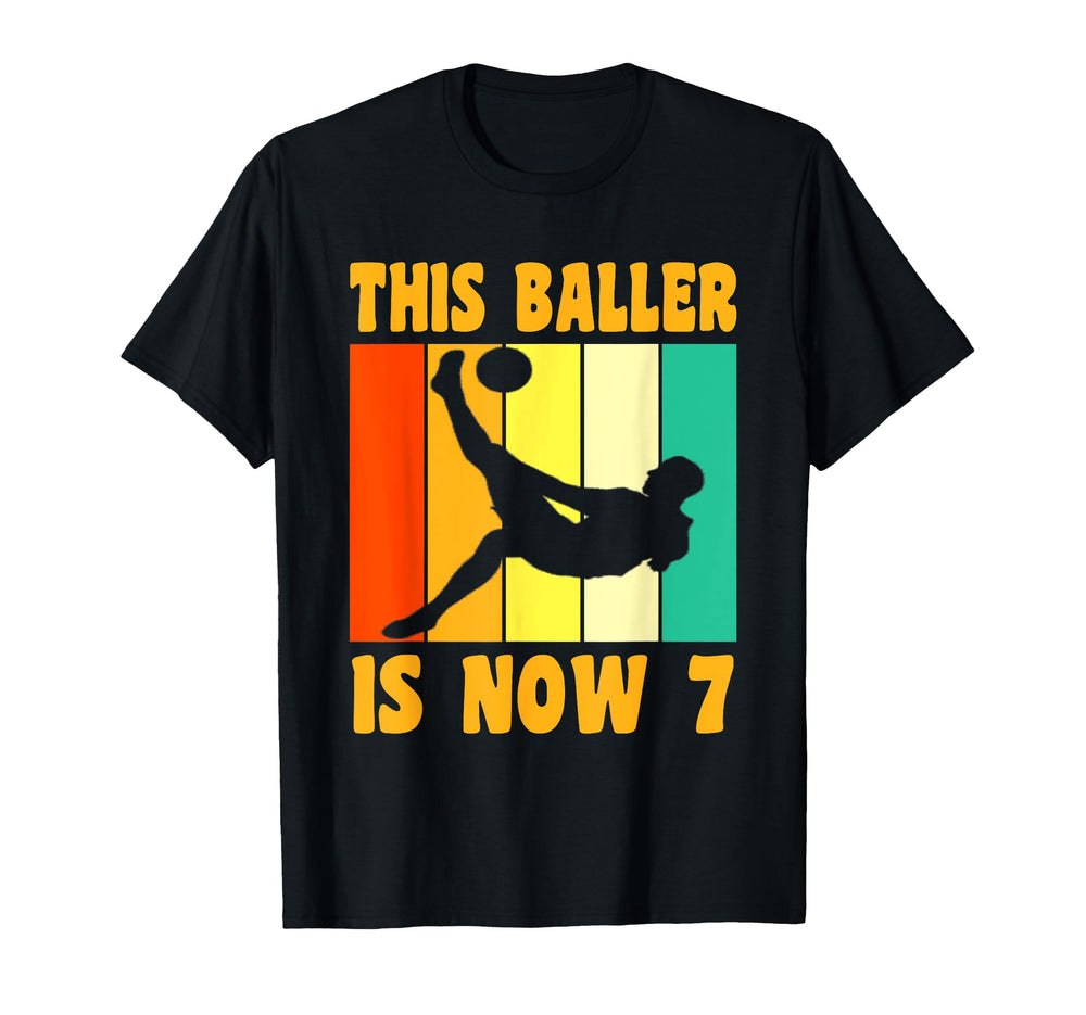 Happy 7Th Birthday 7 Year Old Soccer T-Shirt - Custom Art Print for Adults